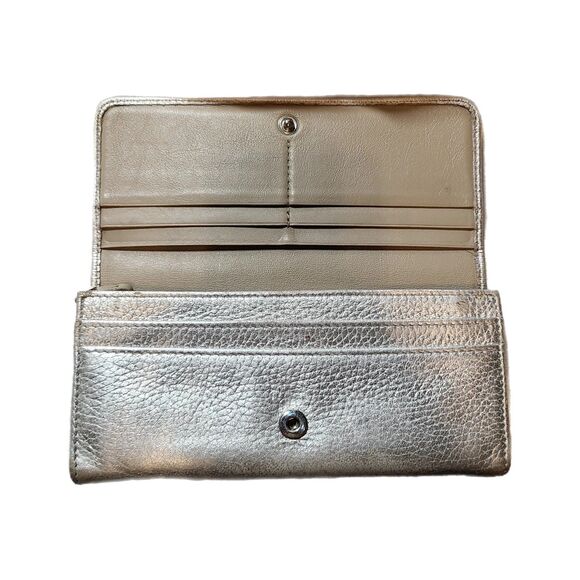 Jimmy Choo (Authentic) Silver Metallic Leather Star Studded Wallet w/ Box & COA - Picture 5 of 10